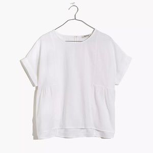 Madewell cuffed sleeve shirred top Medium